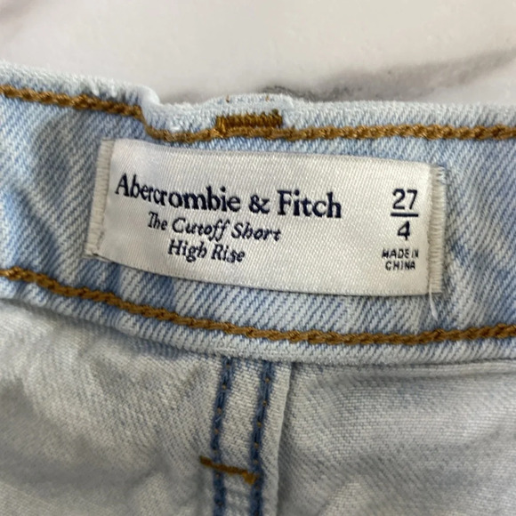 Abercrombie & Fitch The Cutoff Shorts Womens Sz 27 4 Blue High Rise Denim Frayed - Picture 9 of 9
